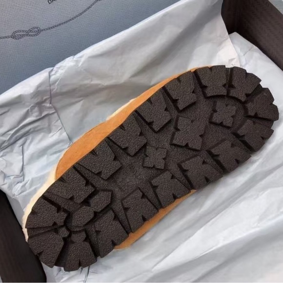 Prada Tan Shearling Lined Slippers - Picture 3 of 4